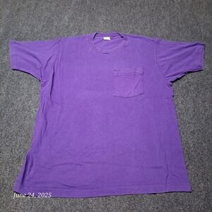Vintage BVD Single Stitch Plain‎ Solid Blank Pocket T Shirt Size XL Purple